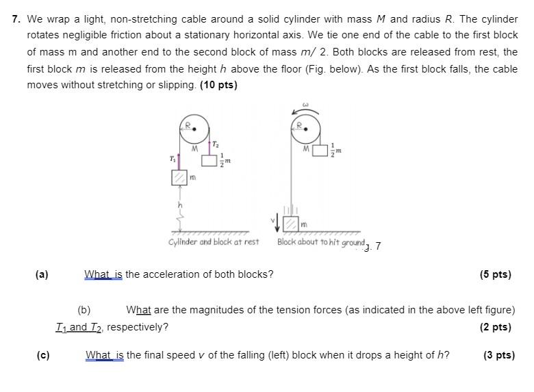 Solved 7. We wrap a light, non-stretching cable around a | Chegg.com