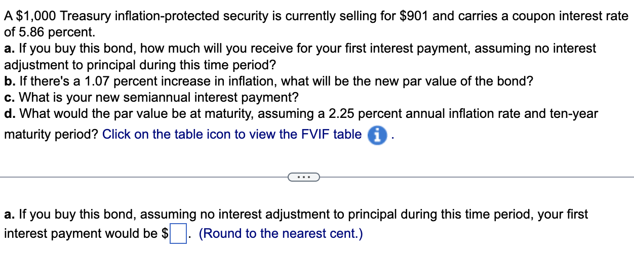 Solved A $1,000 Treasury inflation-protected security is | Chegg.com