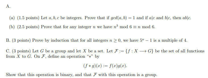 Solved A A 1 5 Points Let A B C Be Integers Prove T Chegg Com