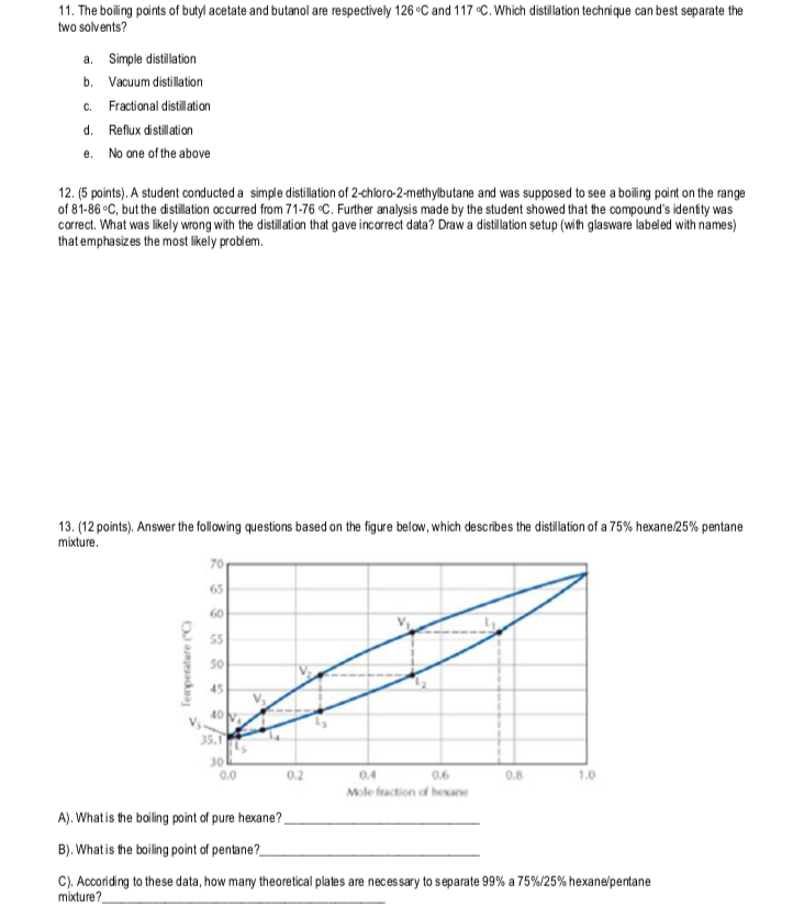Solved 11. The boiling points of butyl acetate and butanol
