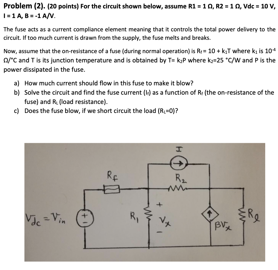 Solved Problem (2). (20 Points) For The Circuit Shown Below, | Chegg.com