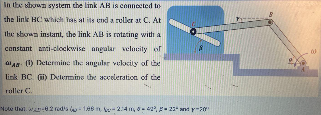 Solved In The Shown System The Link AB Is Connected To The | Chegg.com