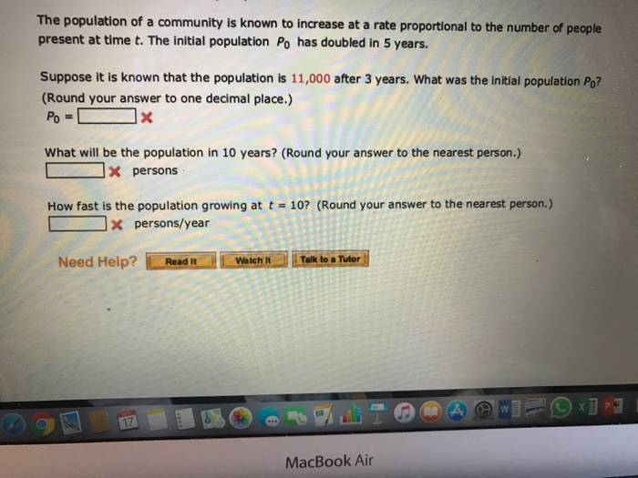 Solved The population of a community is known to increase at | Chegg.com