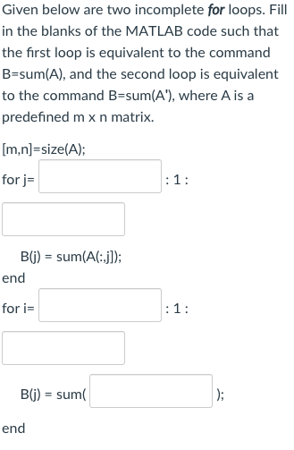 Solved Select the correct MATLAB command to fill in the | Chegg.com