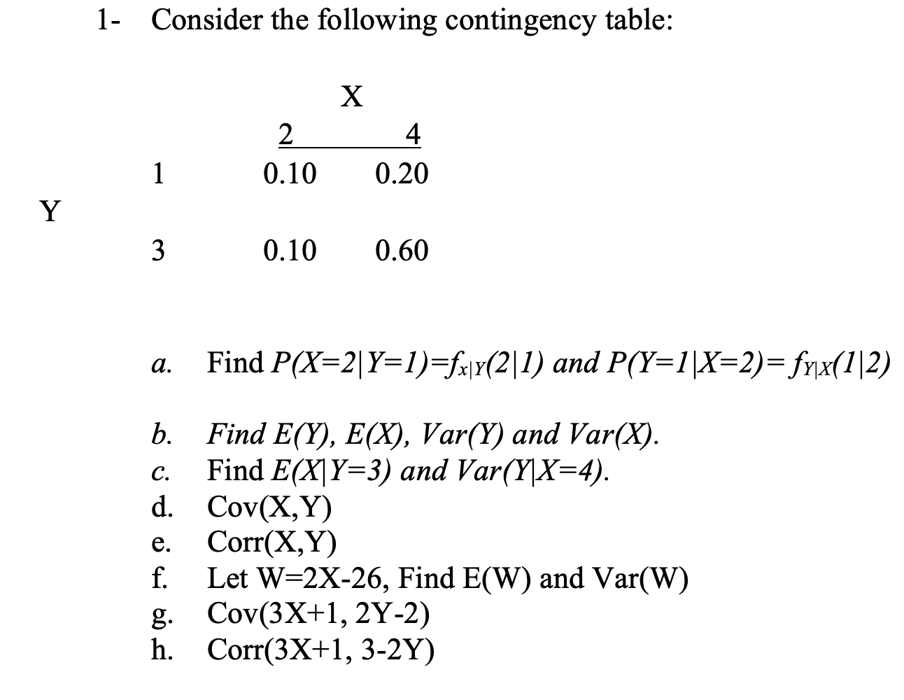 Solved 1 Consider The Following Contingency Table A Find 4235