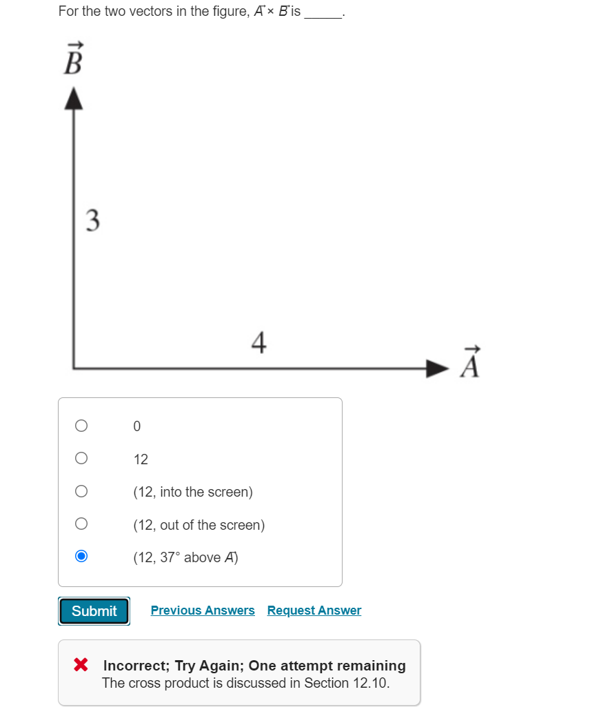Solved For the two vectors in the figure, Ax B'is B 3. 4. A | Chegg.com