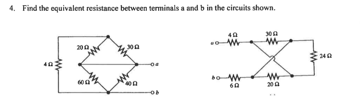 Solved 4. Find The Equivalent Resistance Between Terminals A | Chegg.com