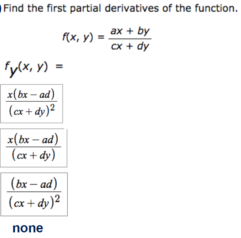 find the first partial derivatives of the function