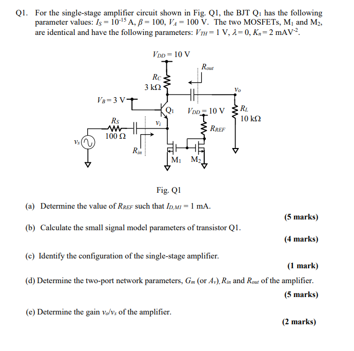 Single Stage Amplifier Circuit Diagram With Values