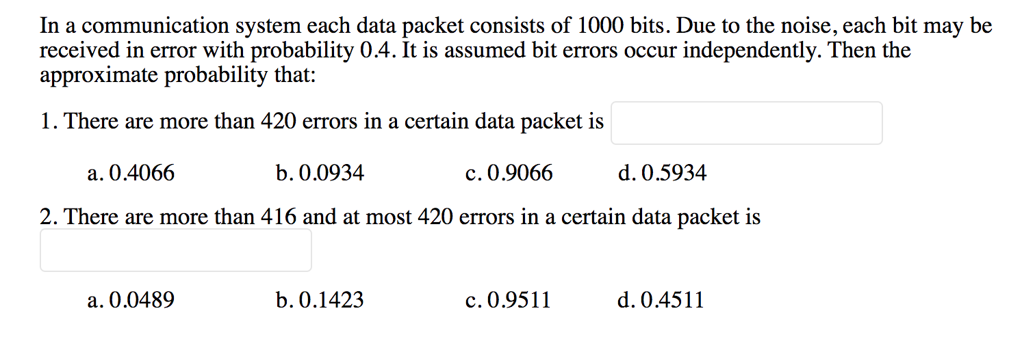 Solved In A Communication System Each Data Packet Consists | Chegg.com