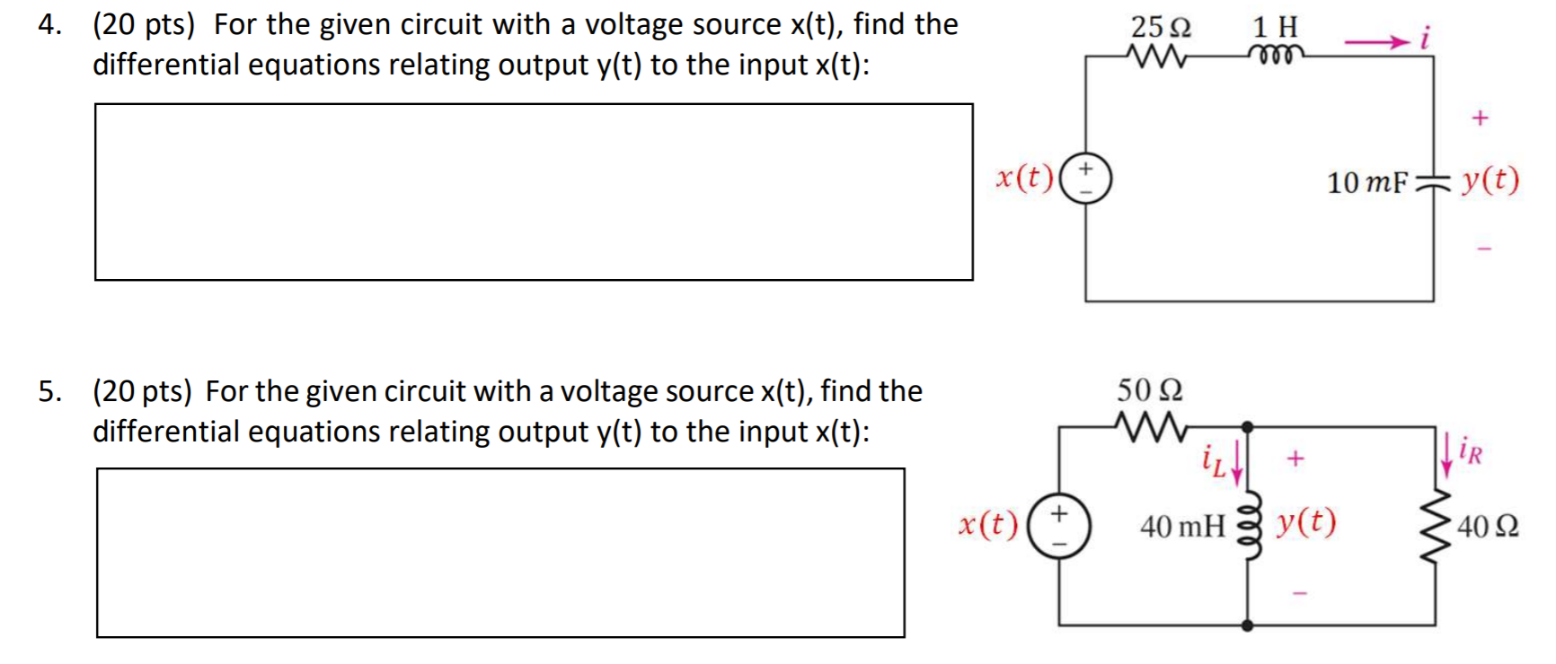 Solved (20 pts) For the given circuit with a voltage source | Chegg.com