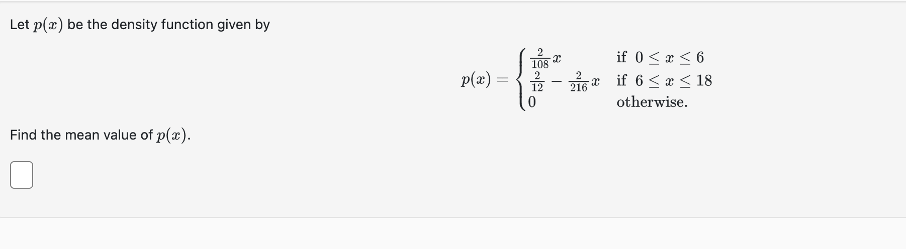 Solved Let p(x) be the density function given by | Chegg.com