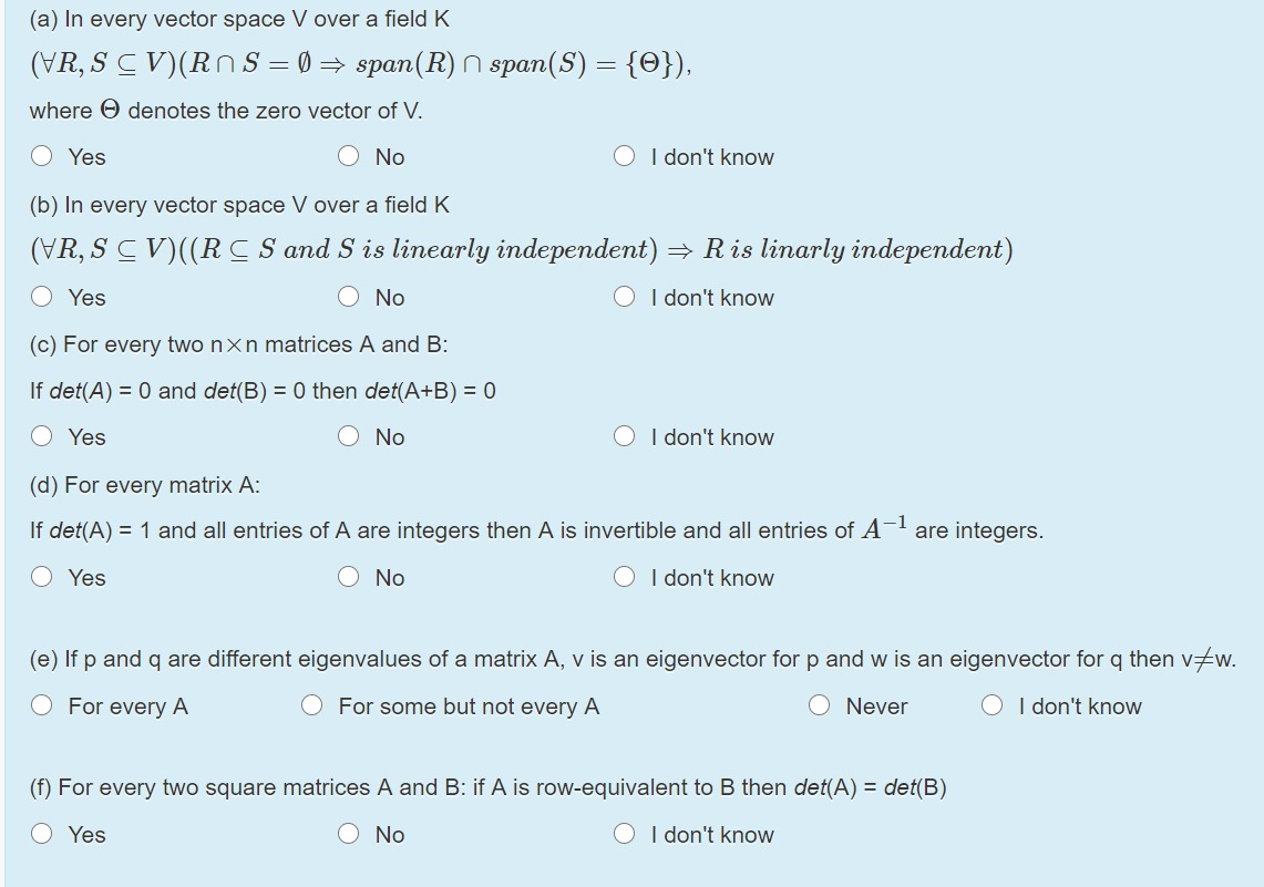 Solved A In Every Vector Space V Over A Field K Vr S Chegg Com