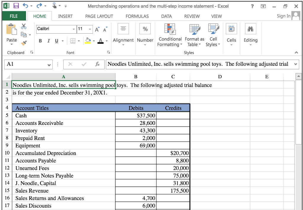 Solved Excel SIM: Merchandising operations and the | Chegg.com