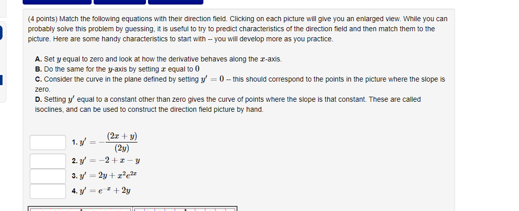 Solved (4 points) Match the following equations with their | Chegg.com