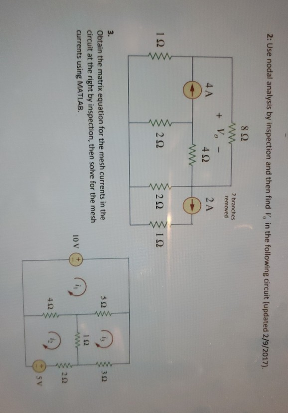Solved 2 Use nodal analysis by inspection and then find V,