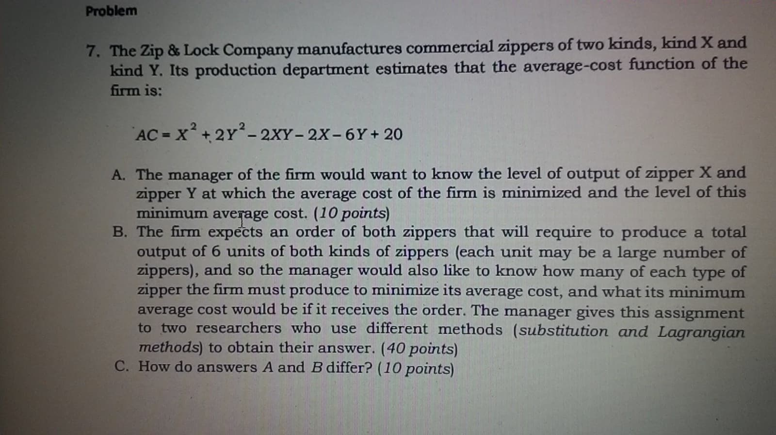 Statistics Zipper Problem Problem 7. The Zip & Lock Company manufactures | Chegg.com
