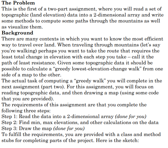 Solved class MapDataDrawer // a class for maintaining a 2D | Chegg.com