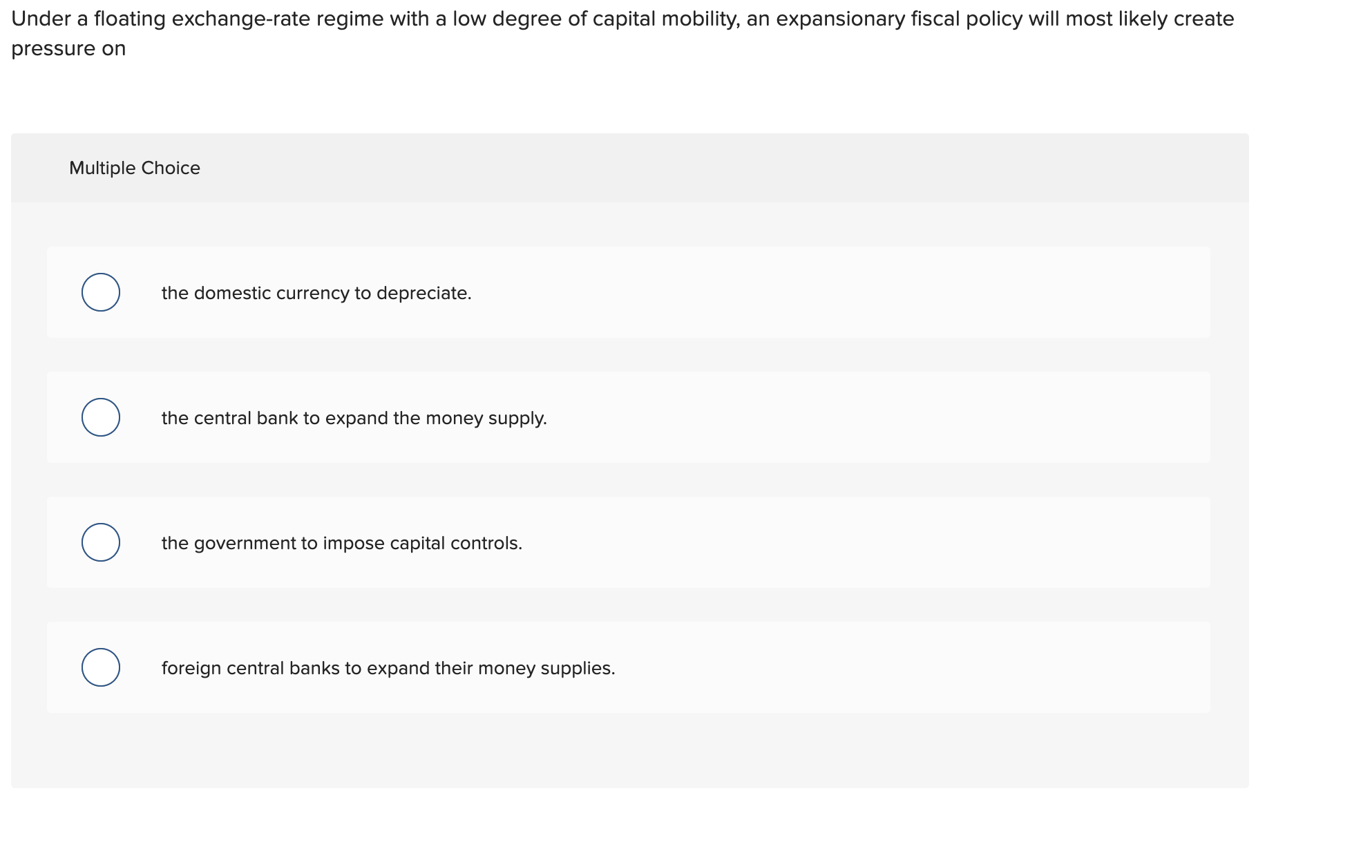 Solved Under a floating exchange-rate regime with a low | Chegg.com
