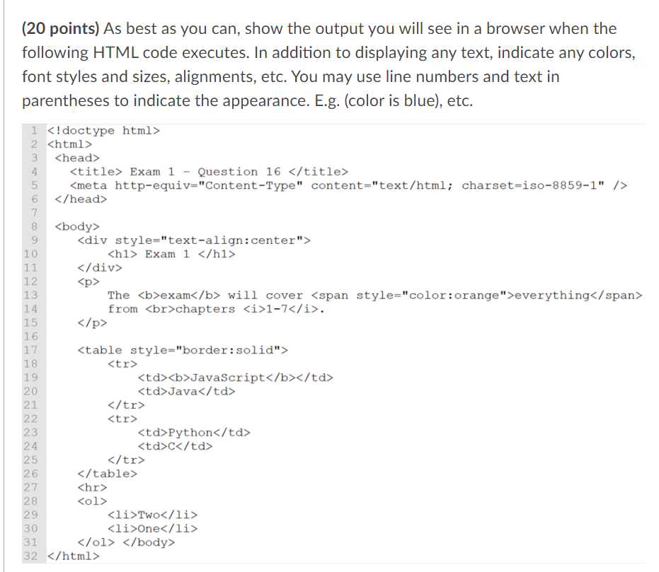 Solved (20 points) As best as you can, show the output you | Chegg.com