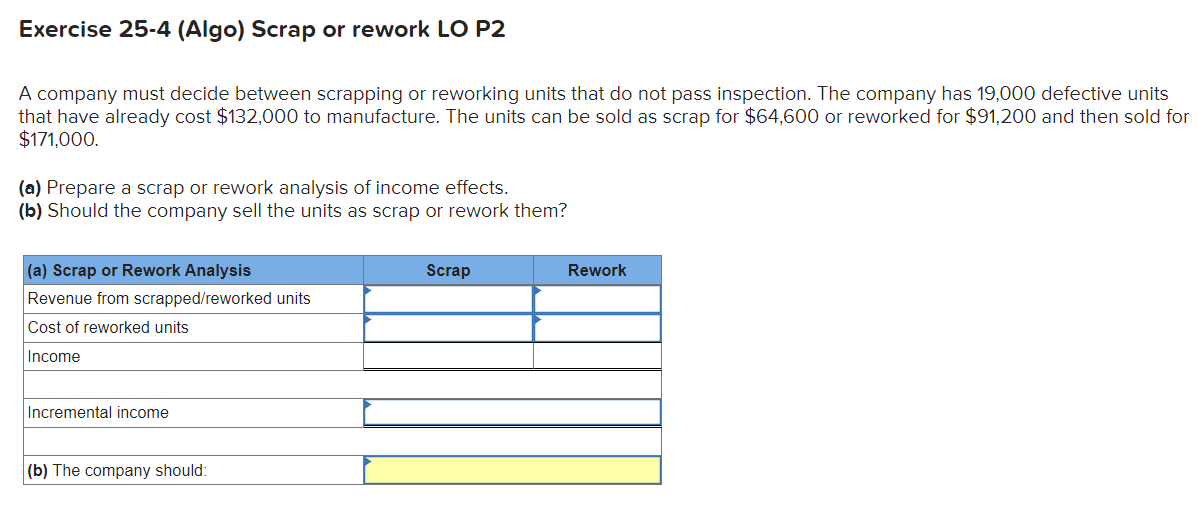 Solved A Company Must Decide Between Scrapping Or Reworking | Chegg.com