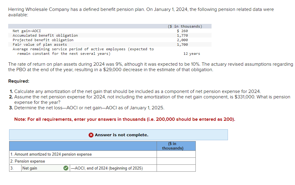 Solved Herring Wholesale Company has a defined benefit