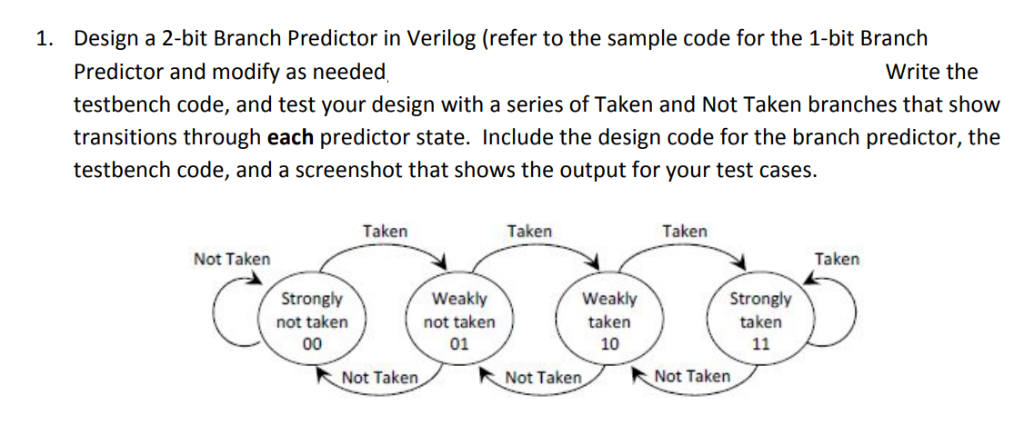 Design a 2-bit Branch Predictor in Verilog (refer to | Chegg.com