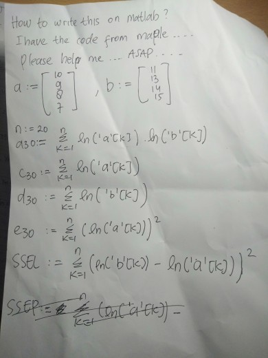 Solved How to write this on matlab ? I have the code from | Chegg.com