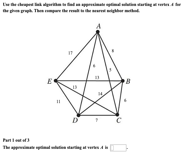Solved Use the cheapest link algorithm to find an | Chegg.com