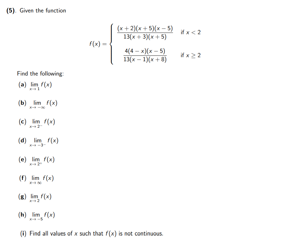 Solved (5). Given the function | Chegg.com