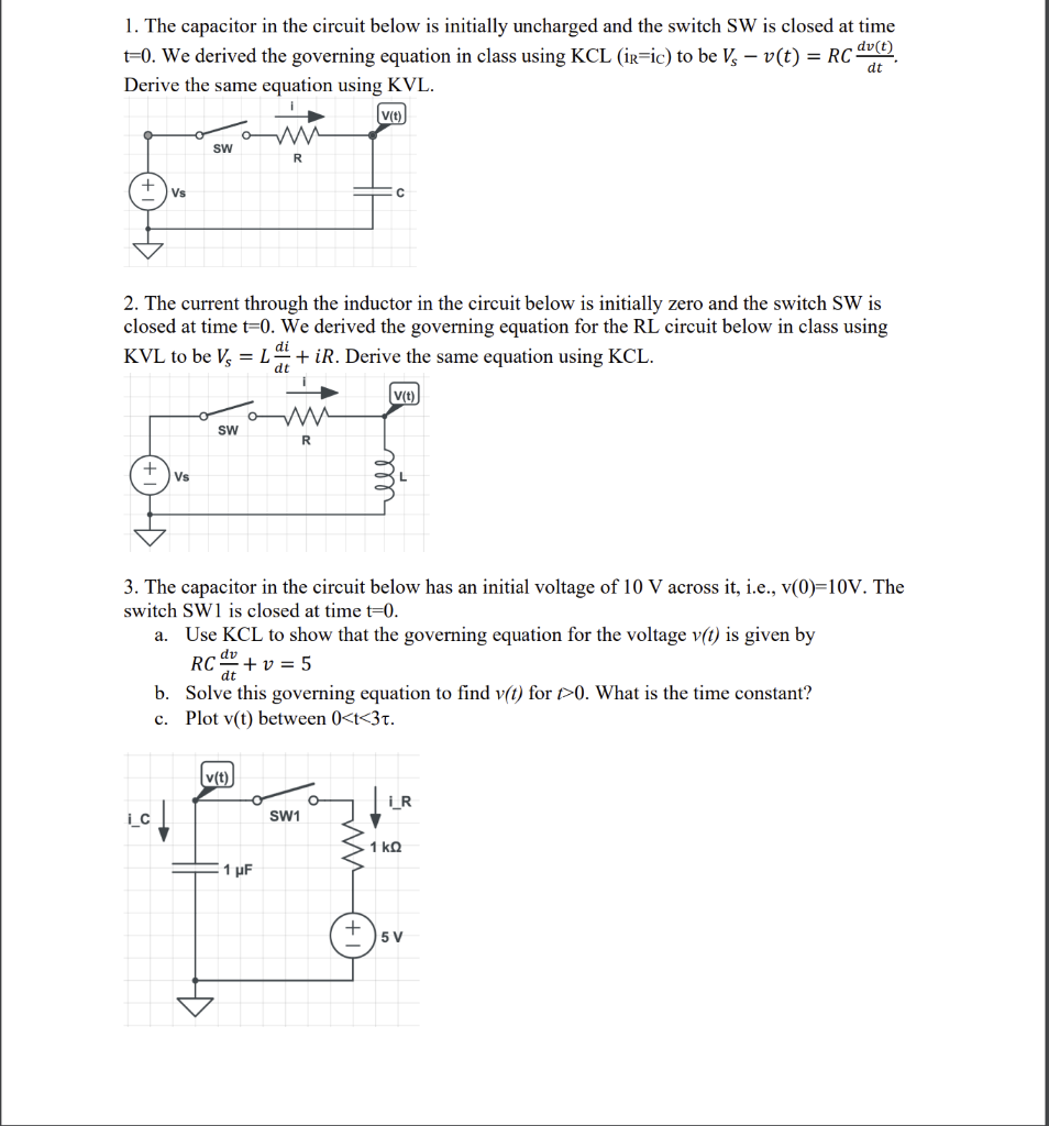 Solved 1. The capacitor in the circuit below is initially | Chegg.com