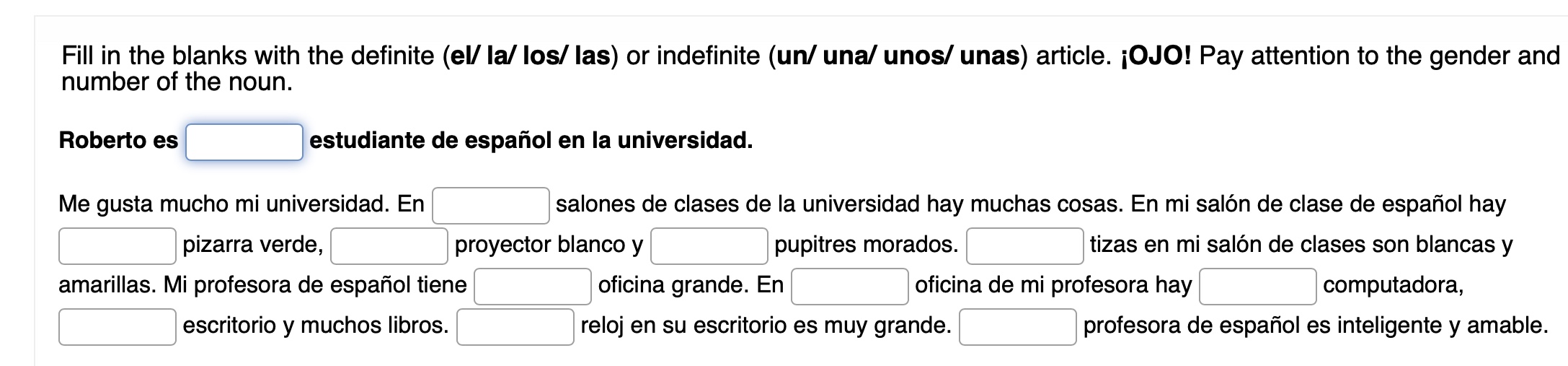 Solved Fill in the blanks with the definite (el/la/los/las) | Chegg.com