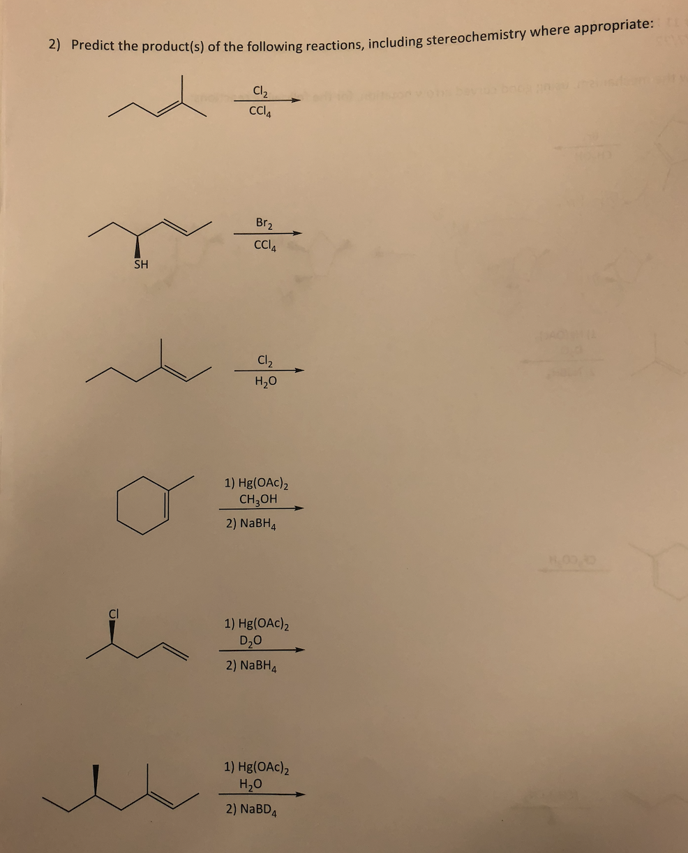 Solved 2) Predict the product(s) of the following reactions, | Chegg.com