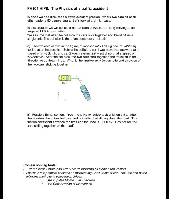 Solved PH201 HIP8: The Physics of a traffic accident In | Chegg.com