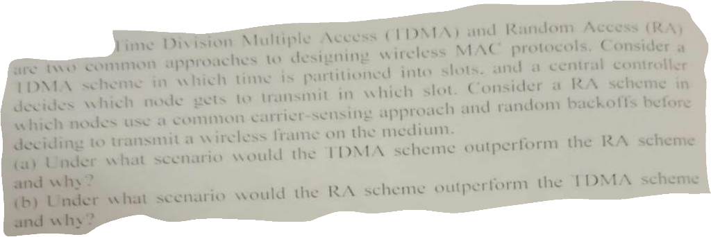 Time Division Multiple Access (IDMA) and Random | Chegg.com