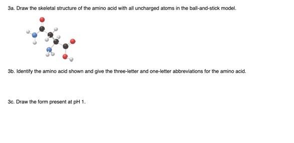 Solved 3a. Draw the skeletal structure of the amino acid | Chegg.com