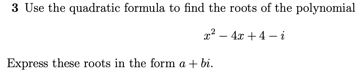 homework 4 quadratic roots