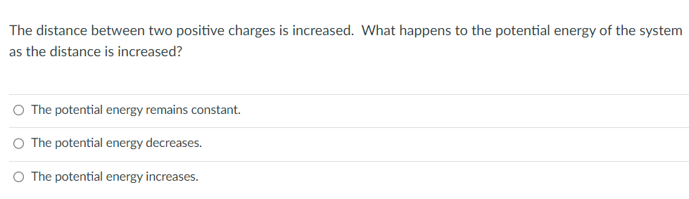 potential energy of a system of two charges varies with distance as
