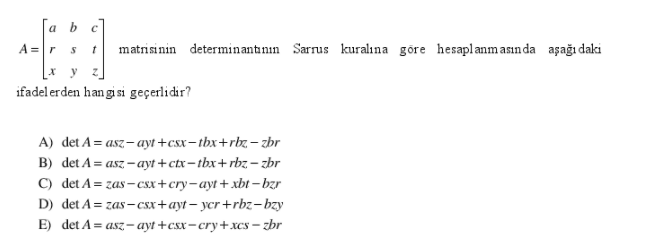 Solved Calculation according to Sarrus rule of determinant | Chegg.com