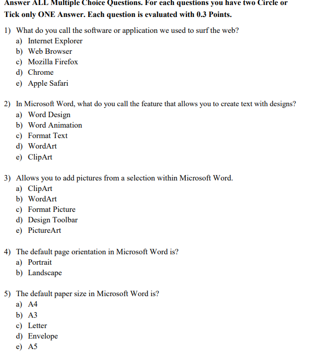 Solved Answer ALL Multiple Choice Questions. For each | Chegg.com