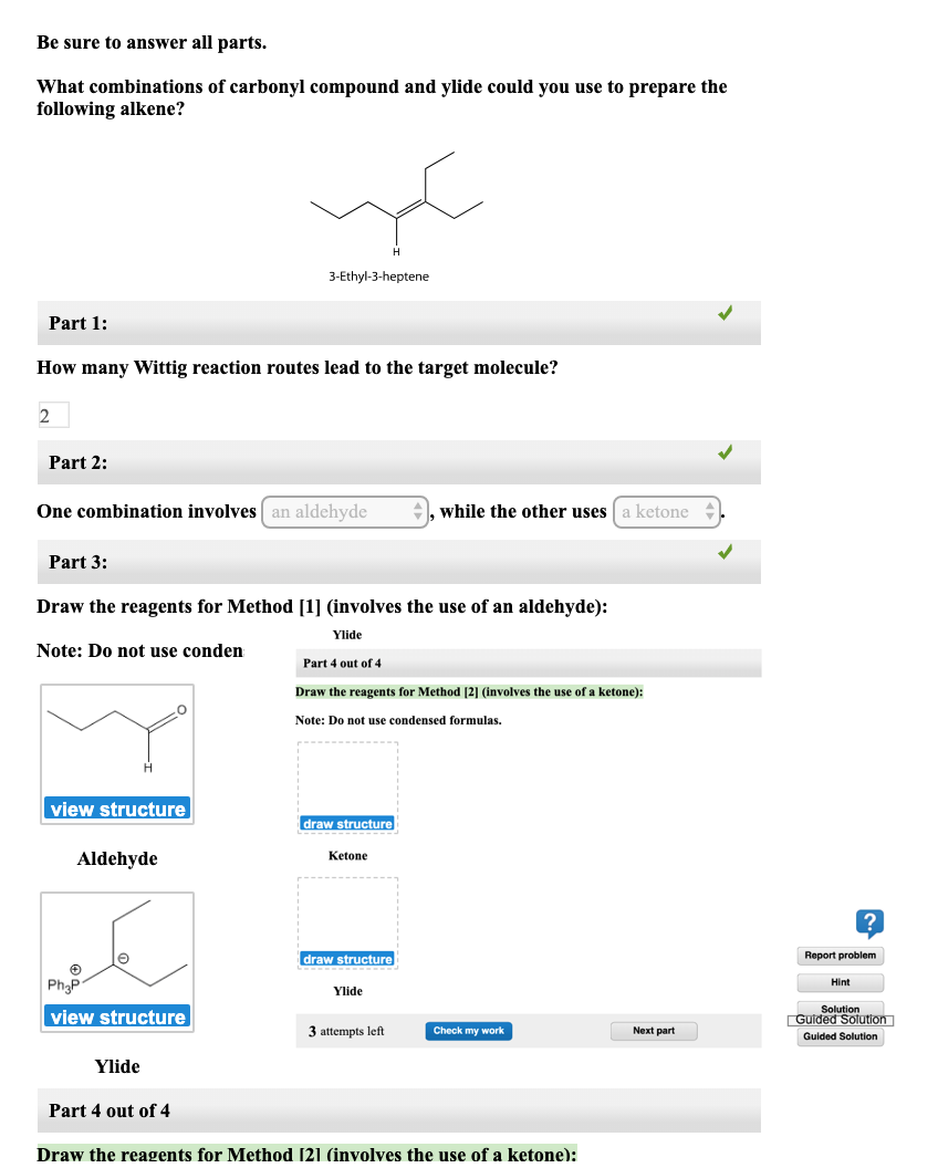 Solved What combinations of carbonyl compound and ylide | Chegg.com