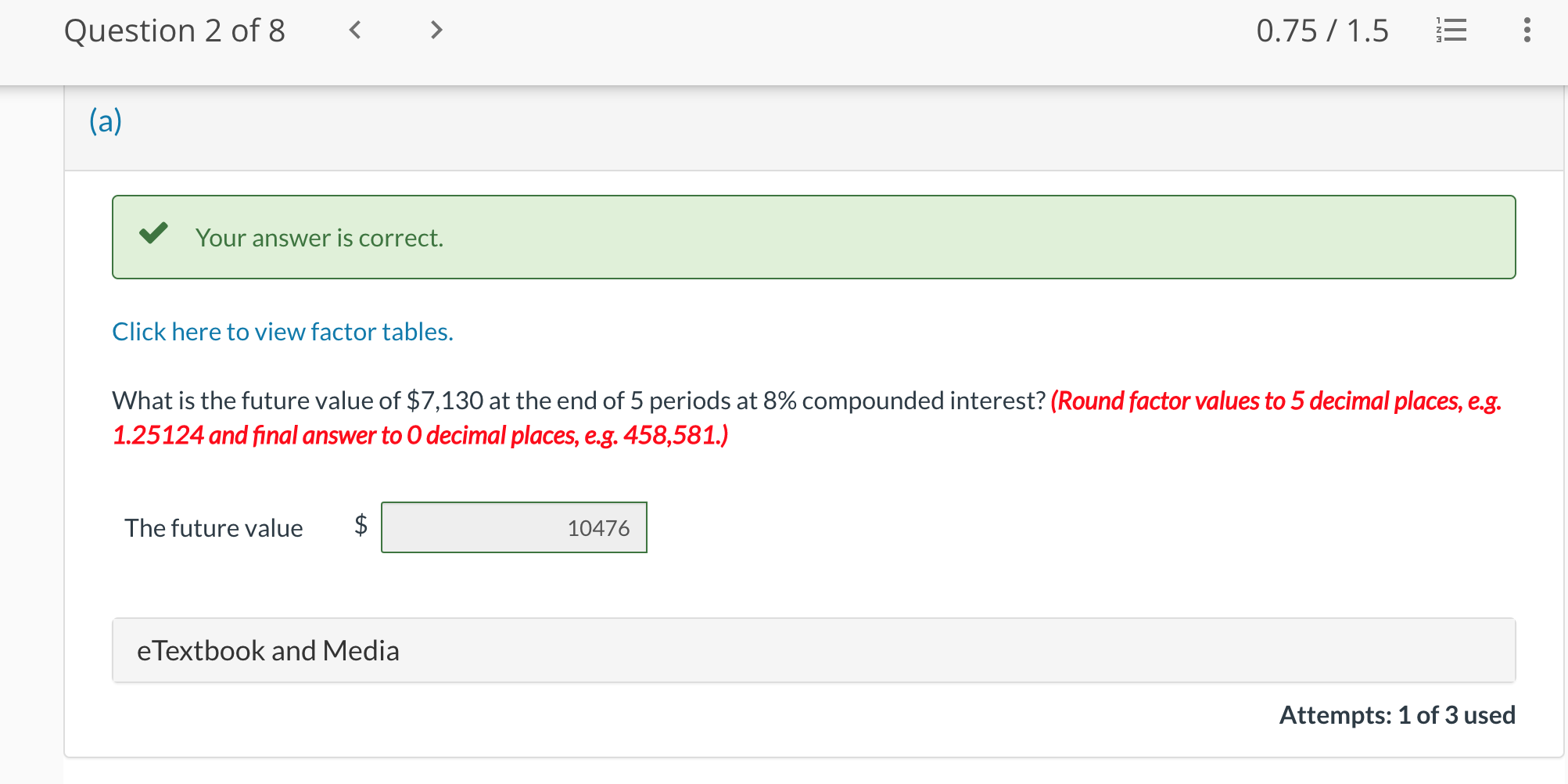 Solved Click here to view factor tables. What is the future | Chegg.com