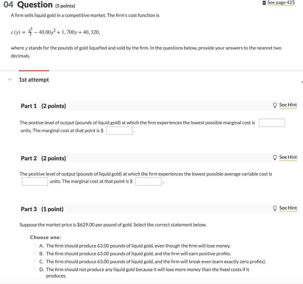 Solved 04 Question (5 points) @ See page 425 A firm sells | Chegg.com