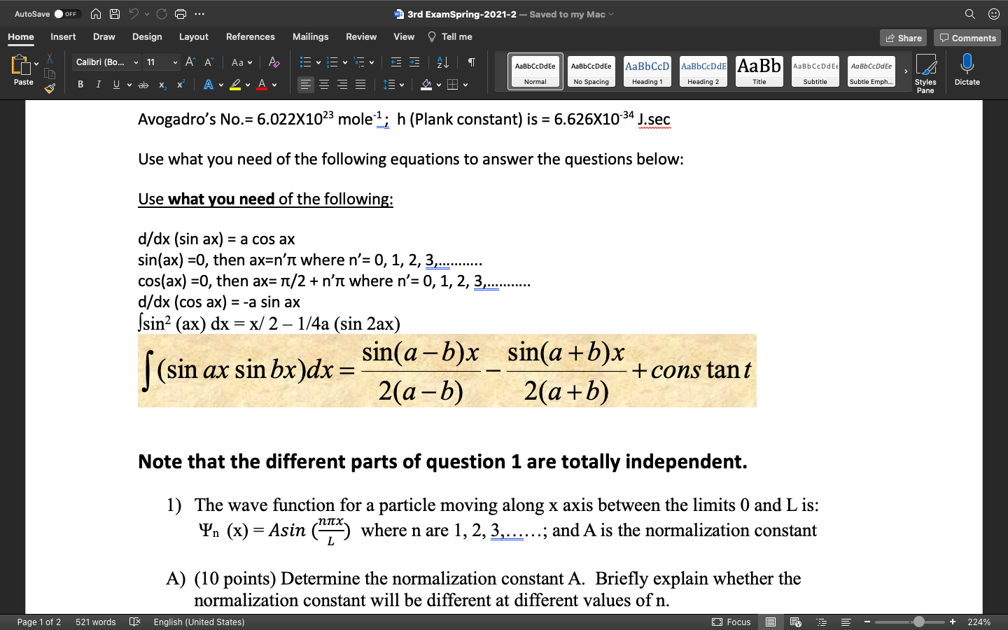 Autosave Off 合 2 W 3rd Examspring 21 2 Saved Chegg Com