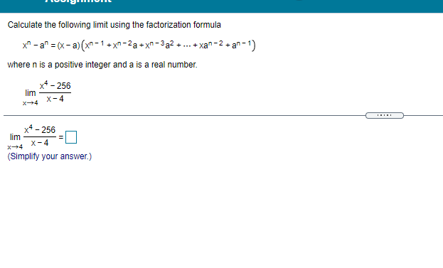 Solved Calculate the following limit using the factorization | Chegg.com