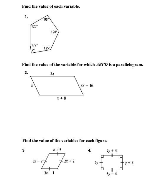 Solved Find the value of each variable. 1. To 120 1259 Find | Chegg.com