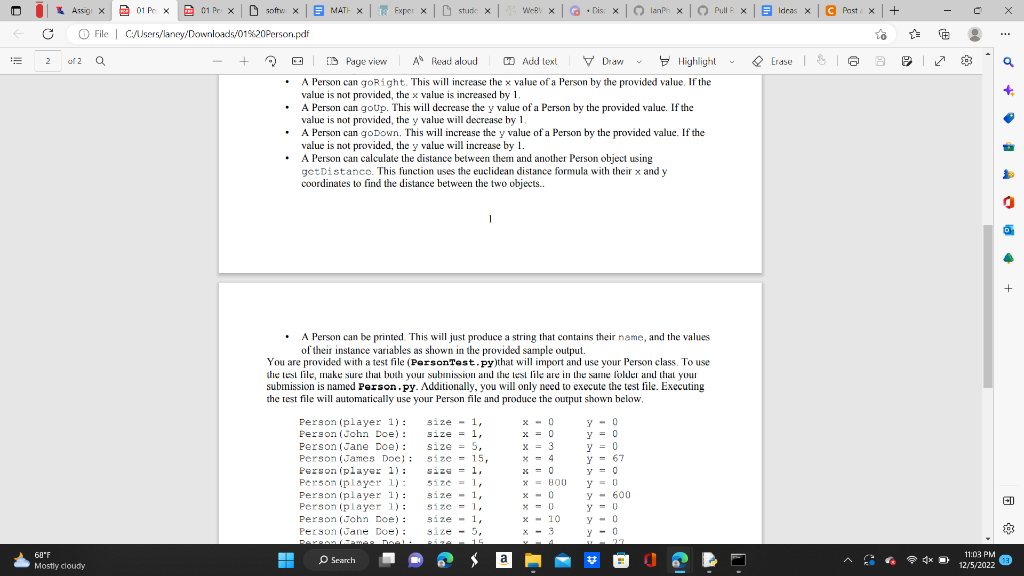 Solved Your task in this assignment is to implement a Person | Chegg.com