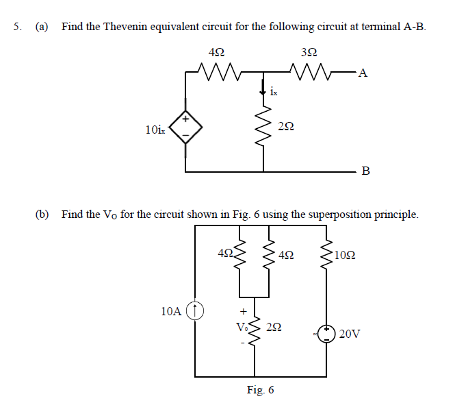 Solved 5. (a) Find The Thevenin Equivalent Circuit For The | Chegg.com