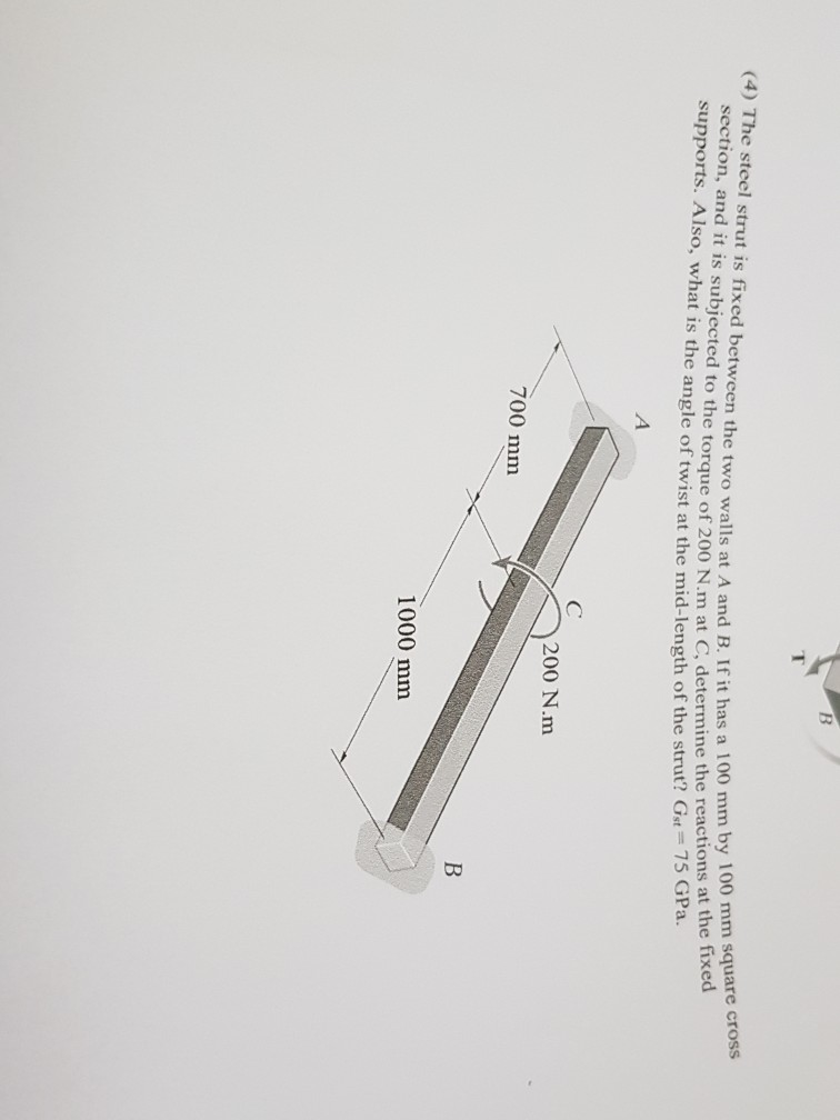 Solved (4) The steel strut is fixed between the two walls at | Chegg.com