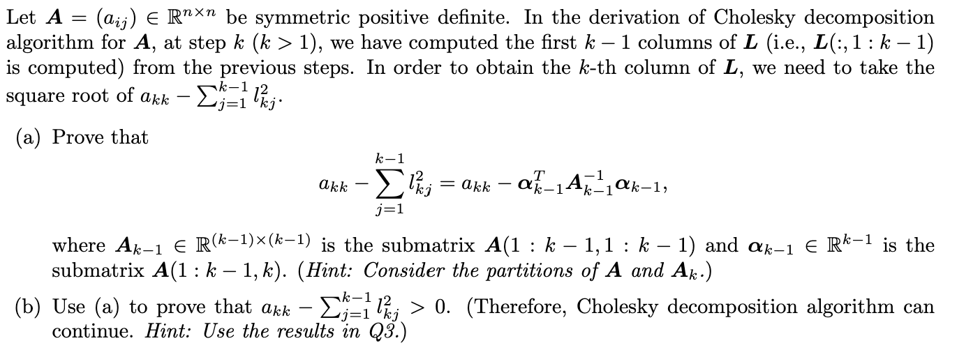 Solved Let A=(aij)∈Rn×n be symmetric positive definite. In | Chegg.com